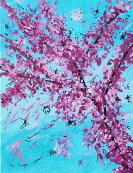 Les fleurs du cerisier - peinture cerisier en fleurs